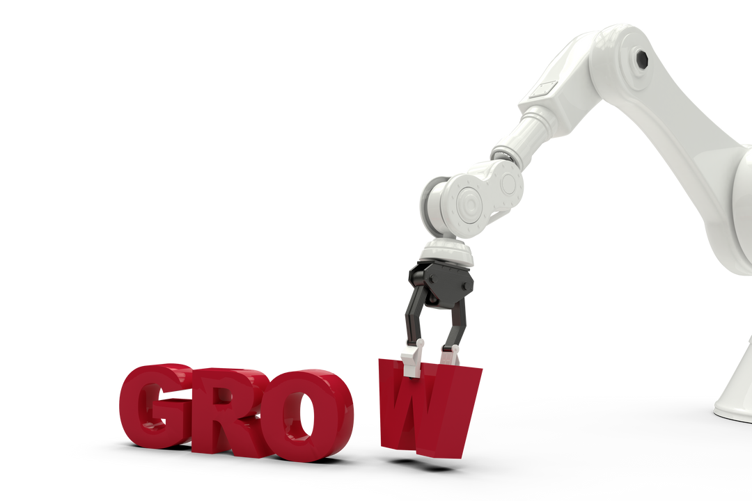 Transparent Robotic Arm Placing Grow Text Illustration - Download Free Stock Images Pikwizard.com