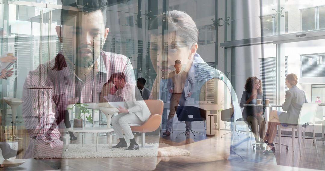 Multiracial Professionals Collaborating in Modern Office Environment