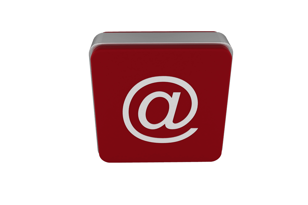 White At Symbol on Red Digital Icon Transparent Background