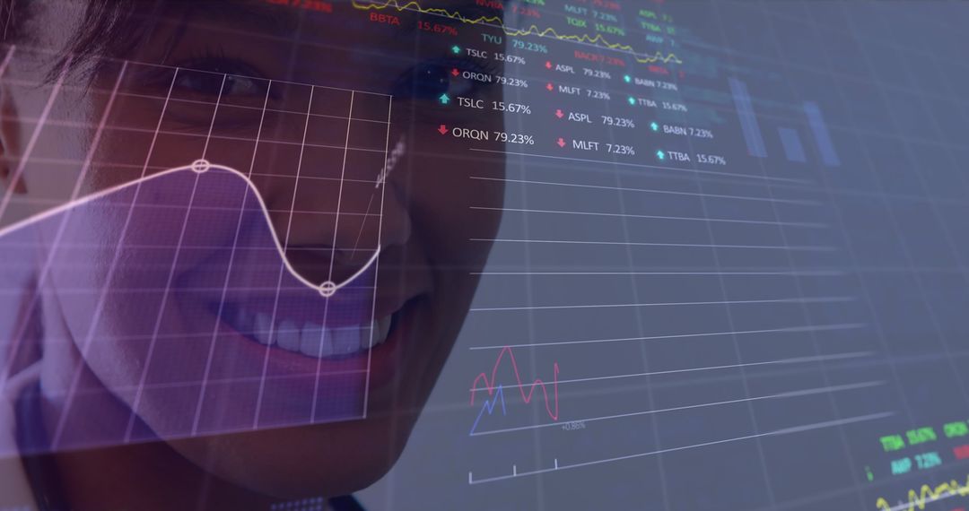 Woman Analyzing Digital Financial Data with Graphs
