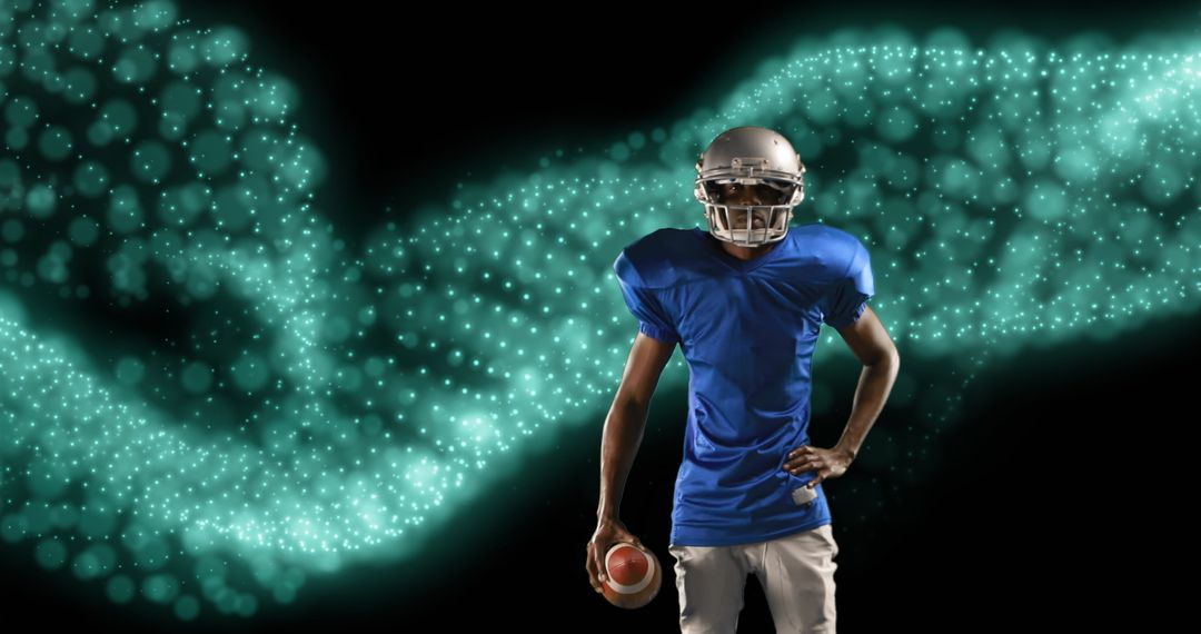 American Football Player with Futuristic Glowing Particles