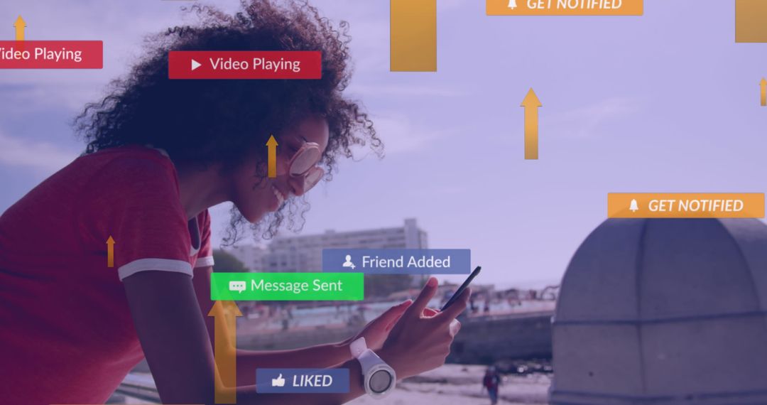 Woman Engaging with Social Media Notifications While Browsing on Smartphone