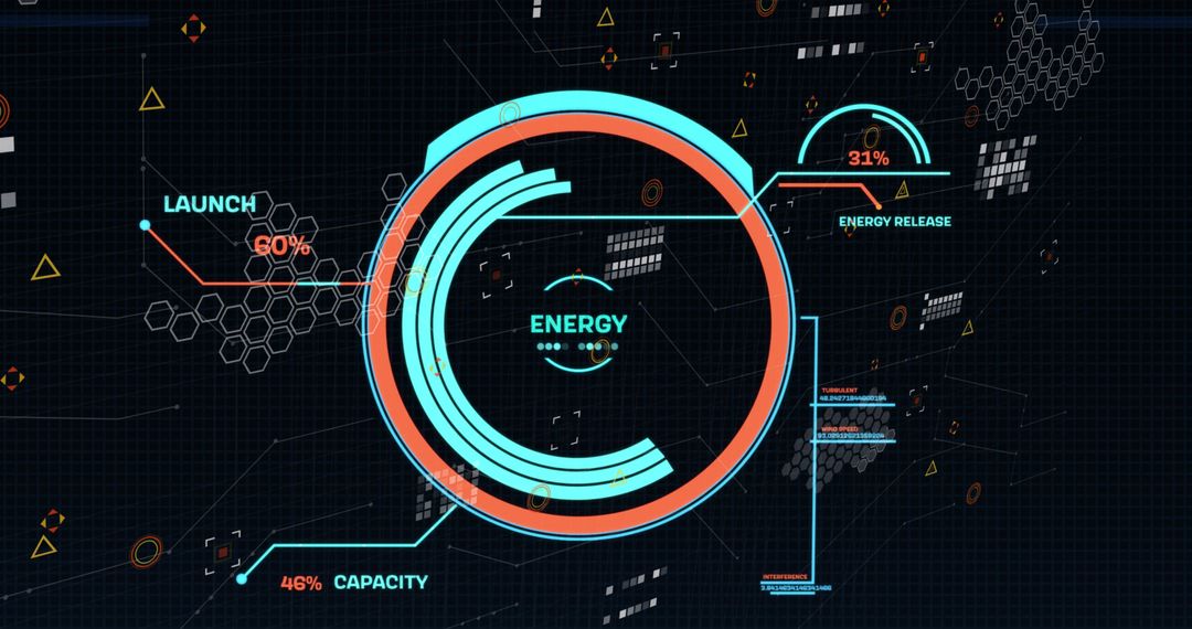Digital Interface with Data Holographic Display and Tech Graphics