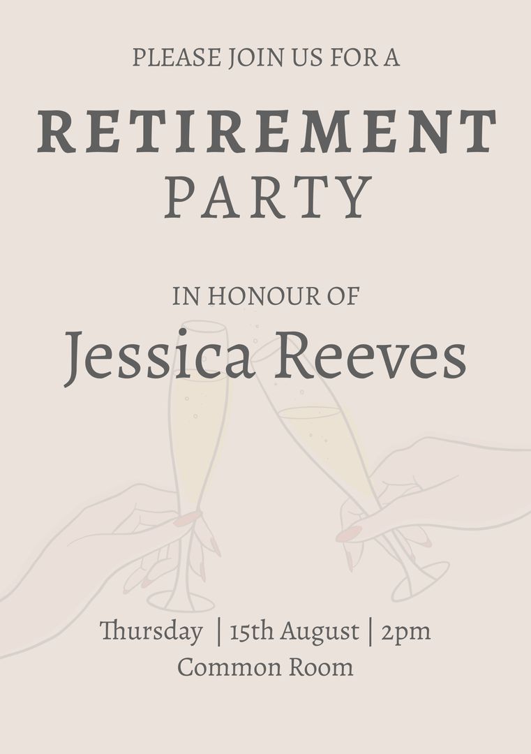 Elegant Retirement Party Invitation with Champagne Glasses - Download Free Stock Templates Pikwizard.com