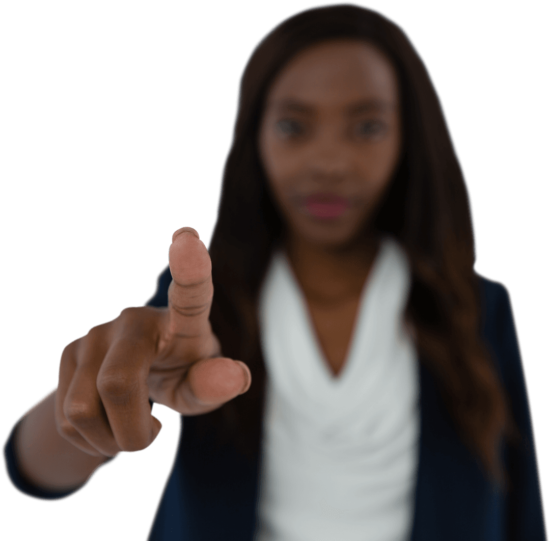 Transparent Interface Being Operated by Businesswoman Pointing