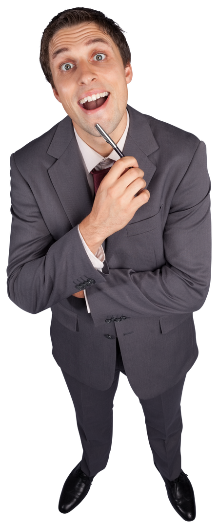 Excited Businessman with Pen on Transparent Background - Download Free Stock Images Pikwizard.com