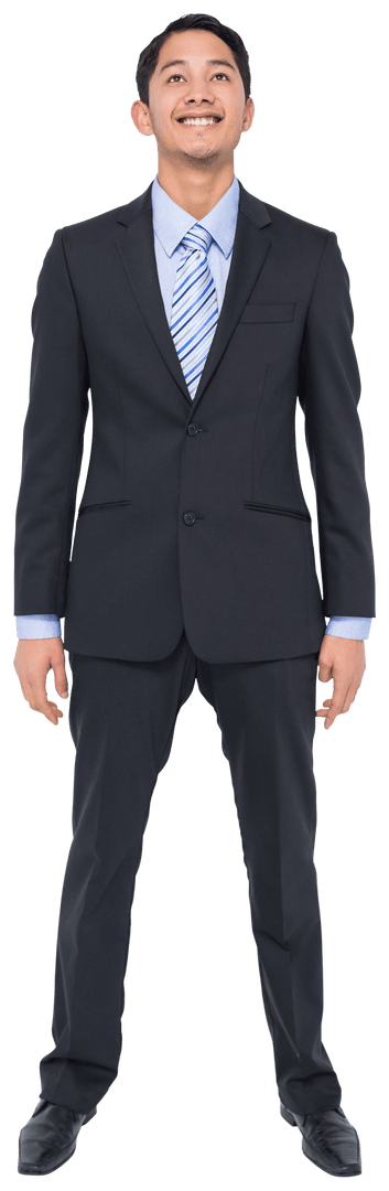 Transparent Happy Businessman Positevely Facing Forward in Business Suit