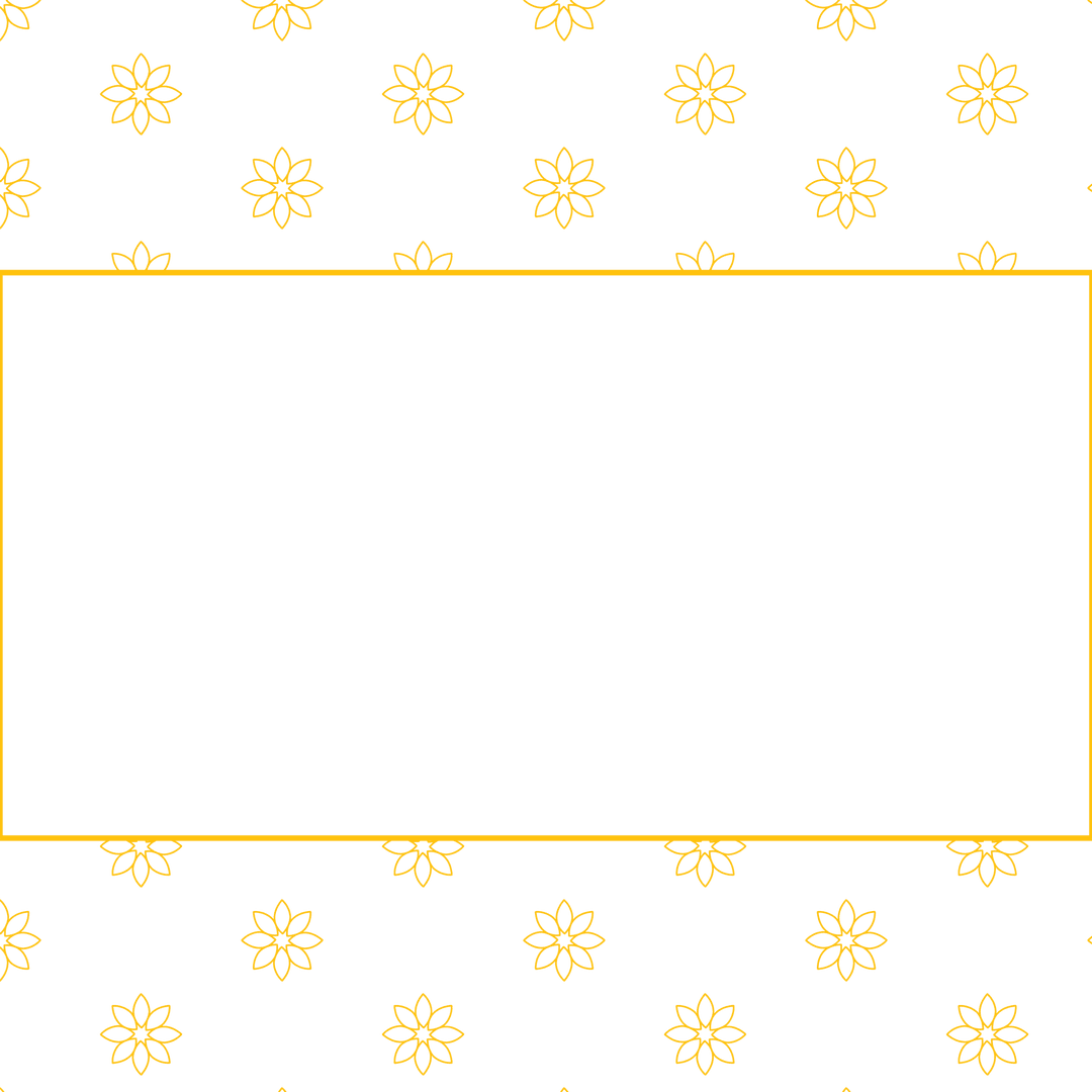 Transparent Yellow Floral Border on Black Rectangle Background