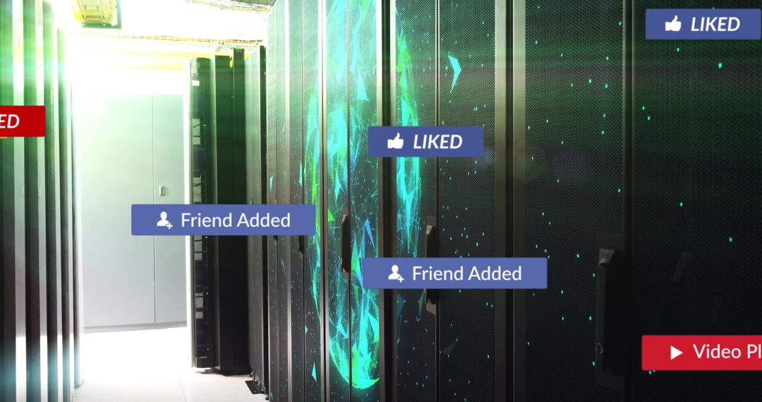 Modern Data Center with Digital Interaction Notifications