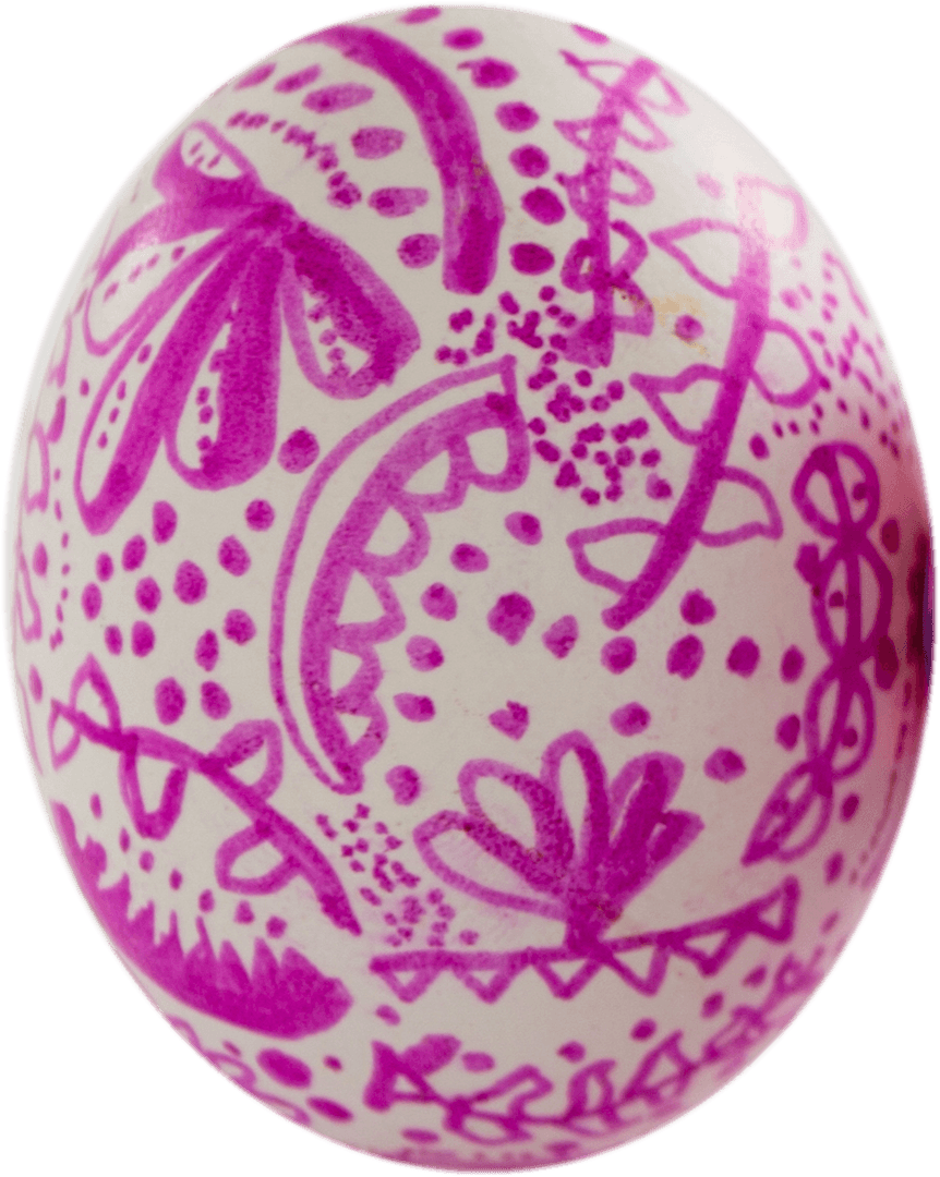 Transparent Floral Pink Easter Egg Isolated on White Background