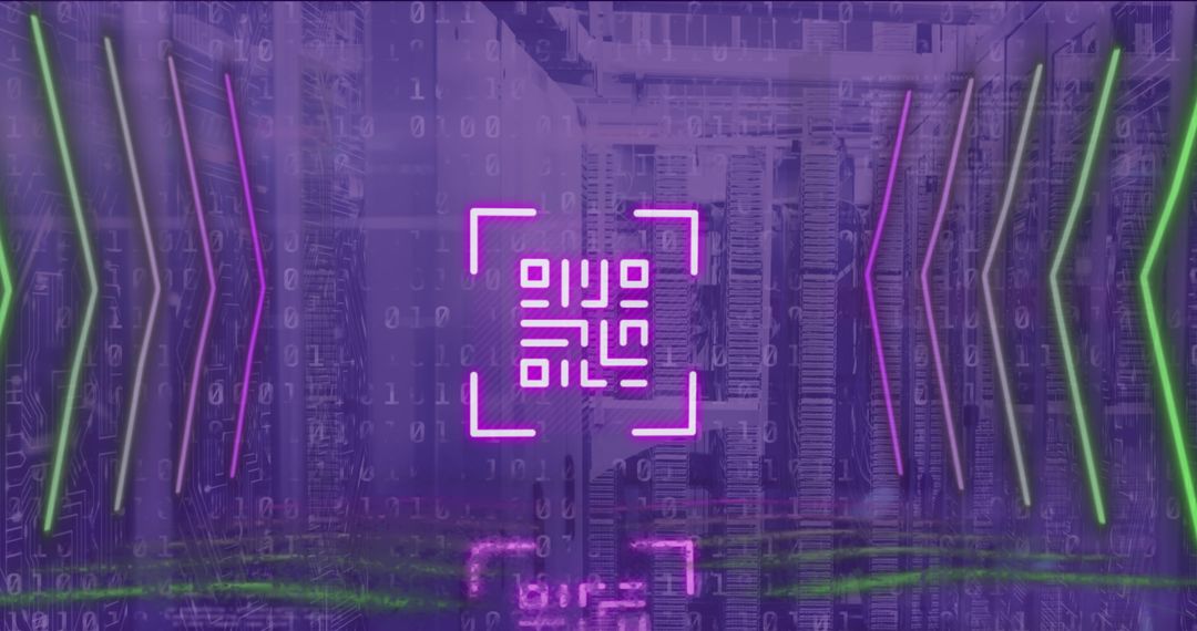Digital Global Business Concept with QR Code Overlay