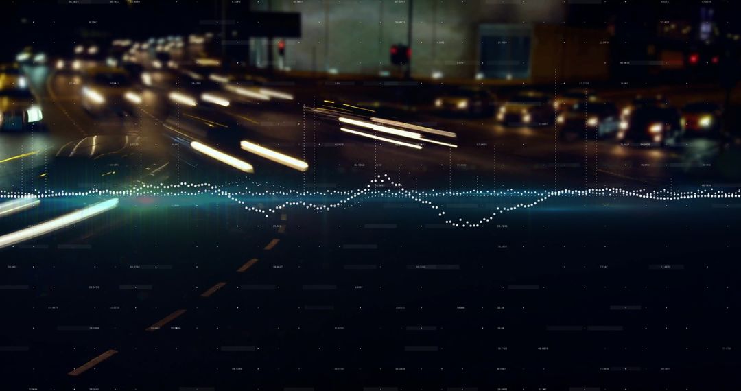 Financial Data Overlay on Blurred City Traffic Lights