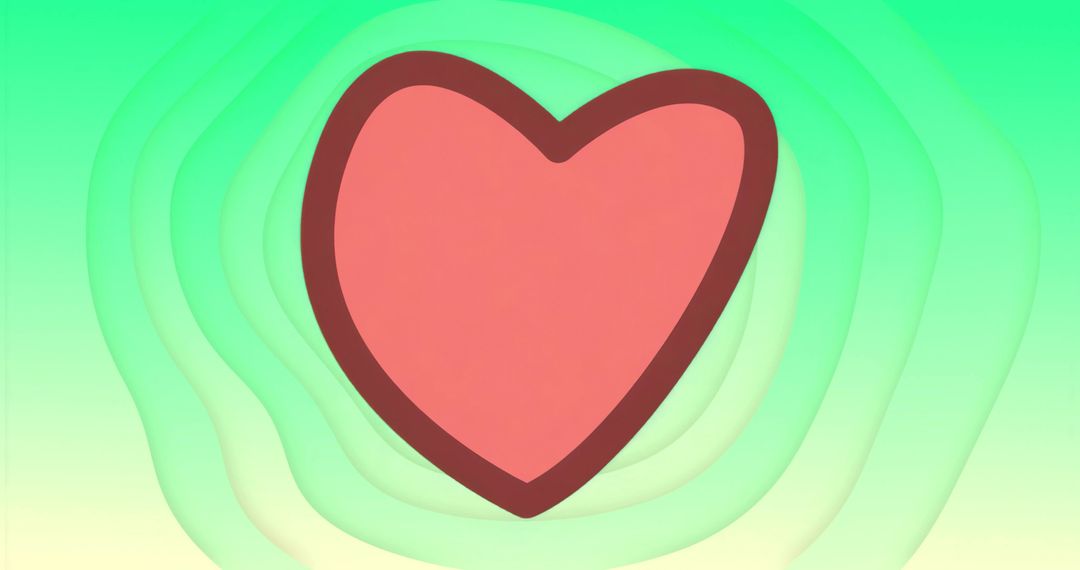 Stylized Red Heart Over Green Contours with Gradient Effect