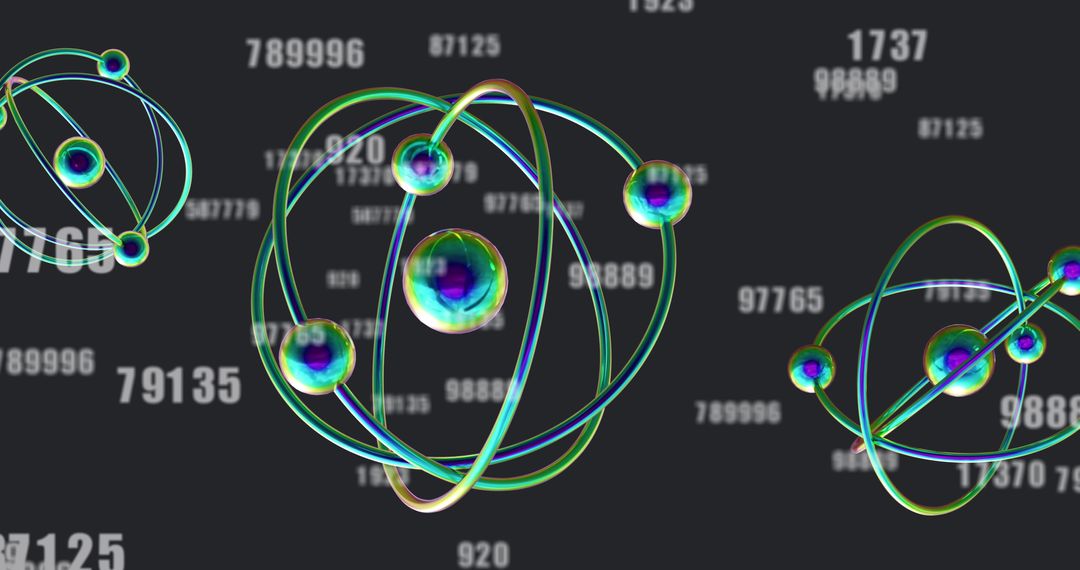 3D Molecular Structure with Numerical Data on Dark Background