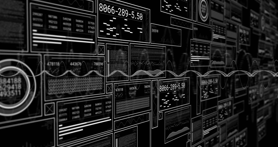 Futuristic Data Analytics With Neon Display Screens