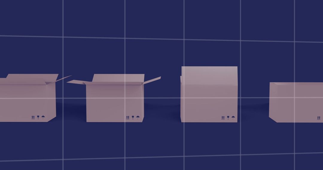 Digital Processing with Opened and Closed Cartons on Blue Background