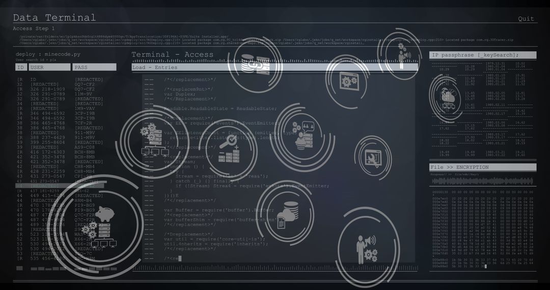 Digital Data Interface with Tech and Business Icons