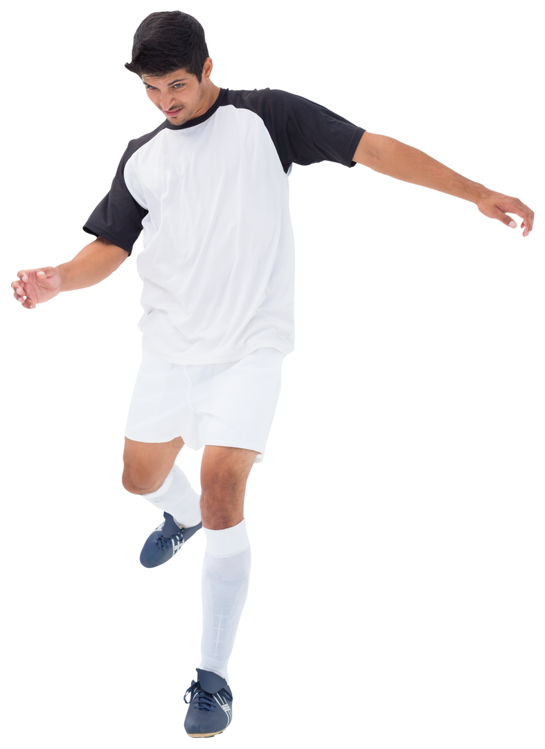 Focused Latino Football Player Kicking Ball Isolated PNG - Download Free Stock Images Pikwizard.com