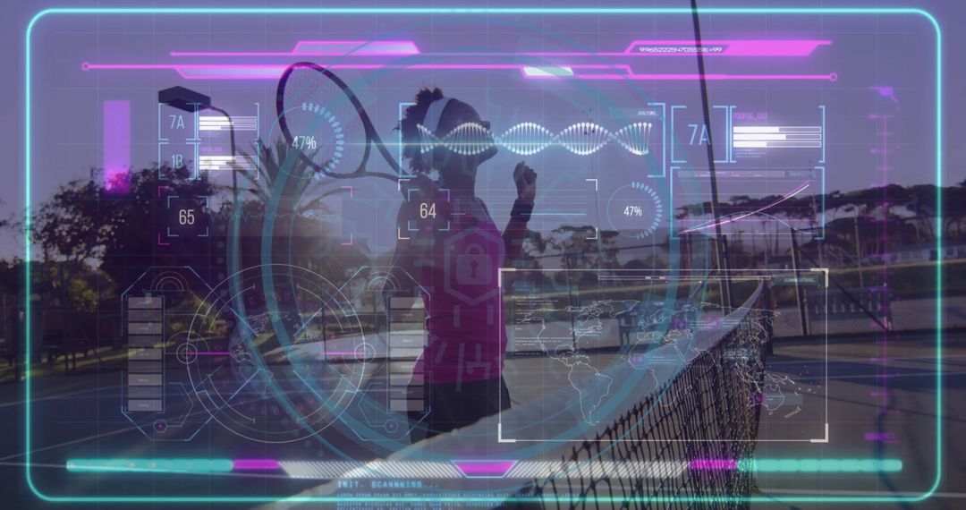 Futuristic Tennis with Augmented Reality Data Displayed
