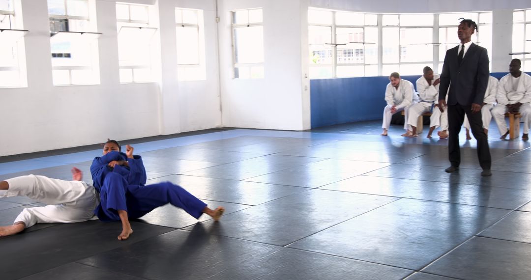 Grappling Training Session in Judo Dojo