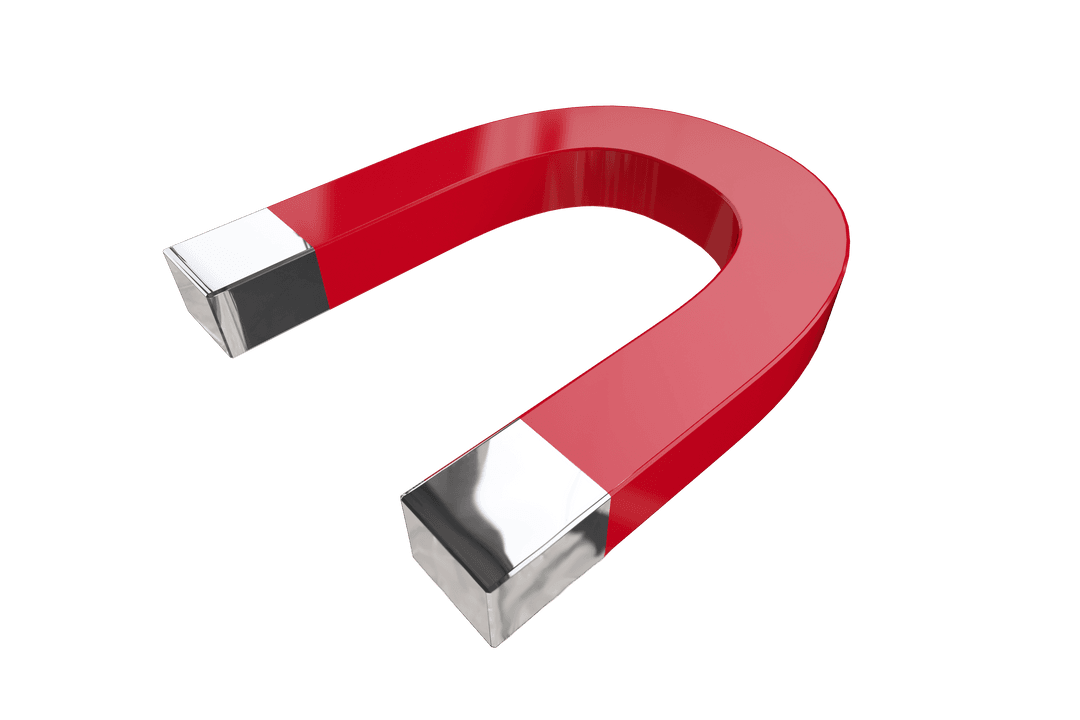 Red Horseshoe Magnet Isolated on Transparent Background