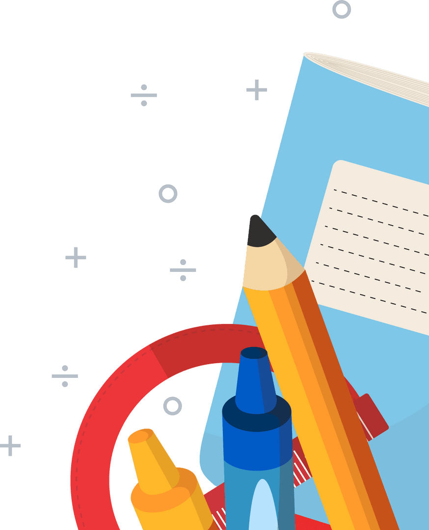 Transparent Illustration with School Supplies and Math Symbols