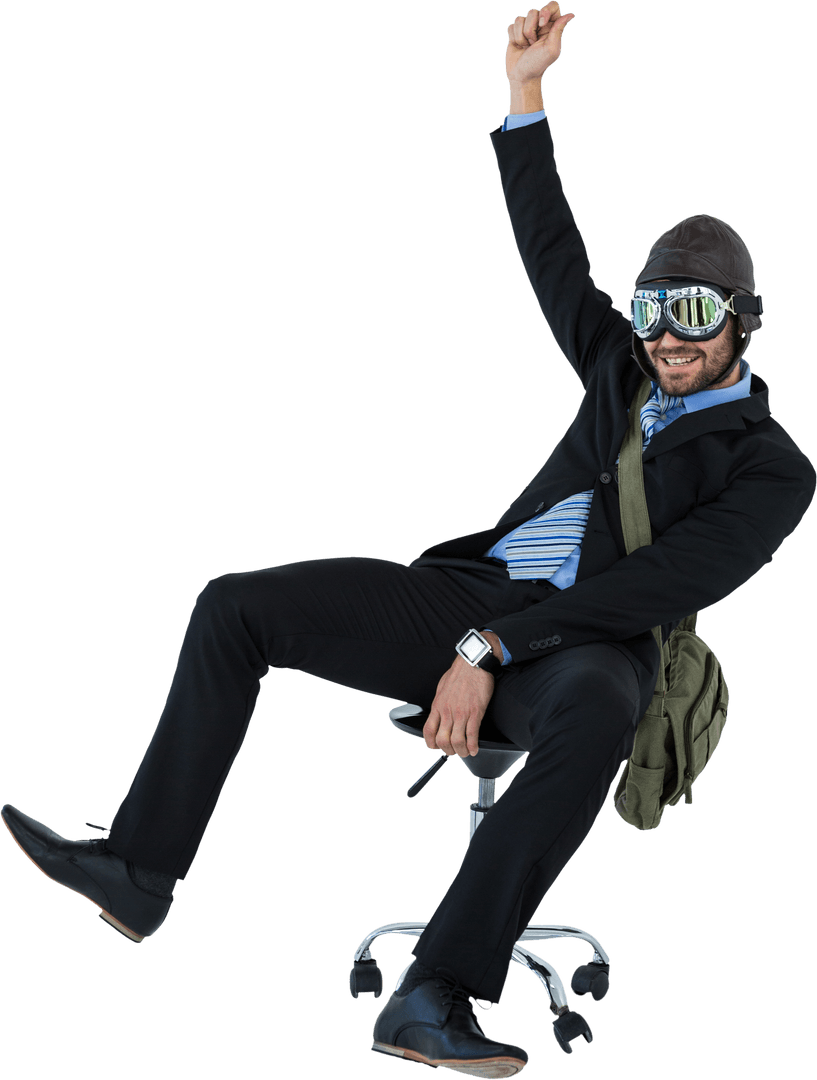 Businessman Playing Imaginative Transparent Office Game