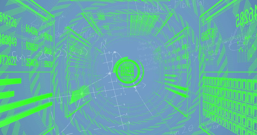 Futuristic Cyber Tunnel with Digital Elements