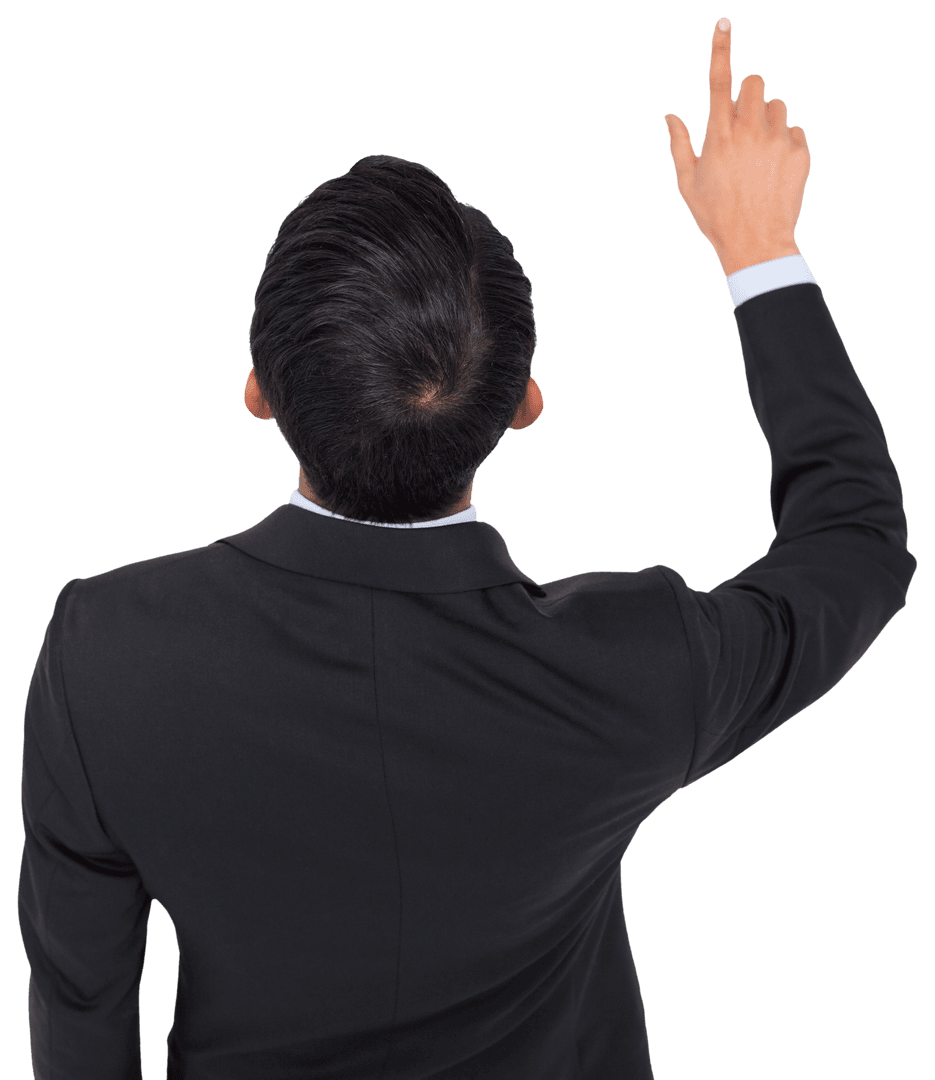 Transparent Businessman Pointing Upward Gesture