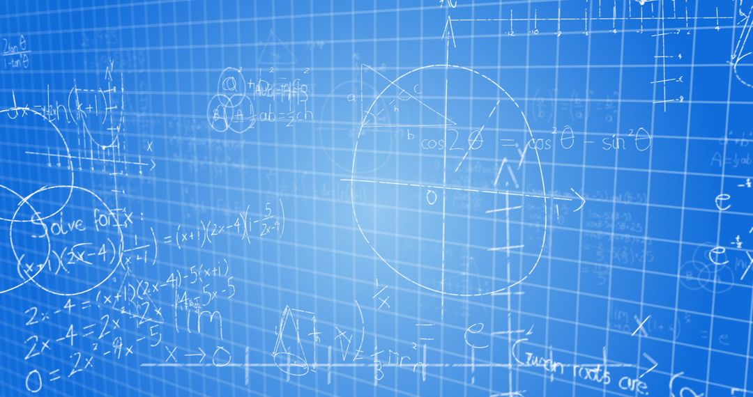 Mathematical Formulae on Digital Grid Background for Tech Concept