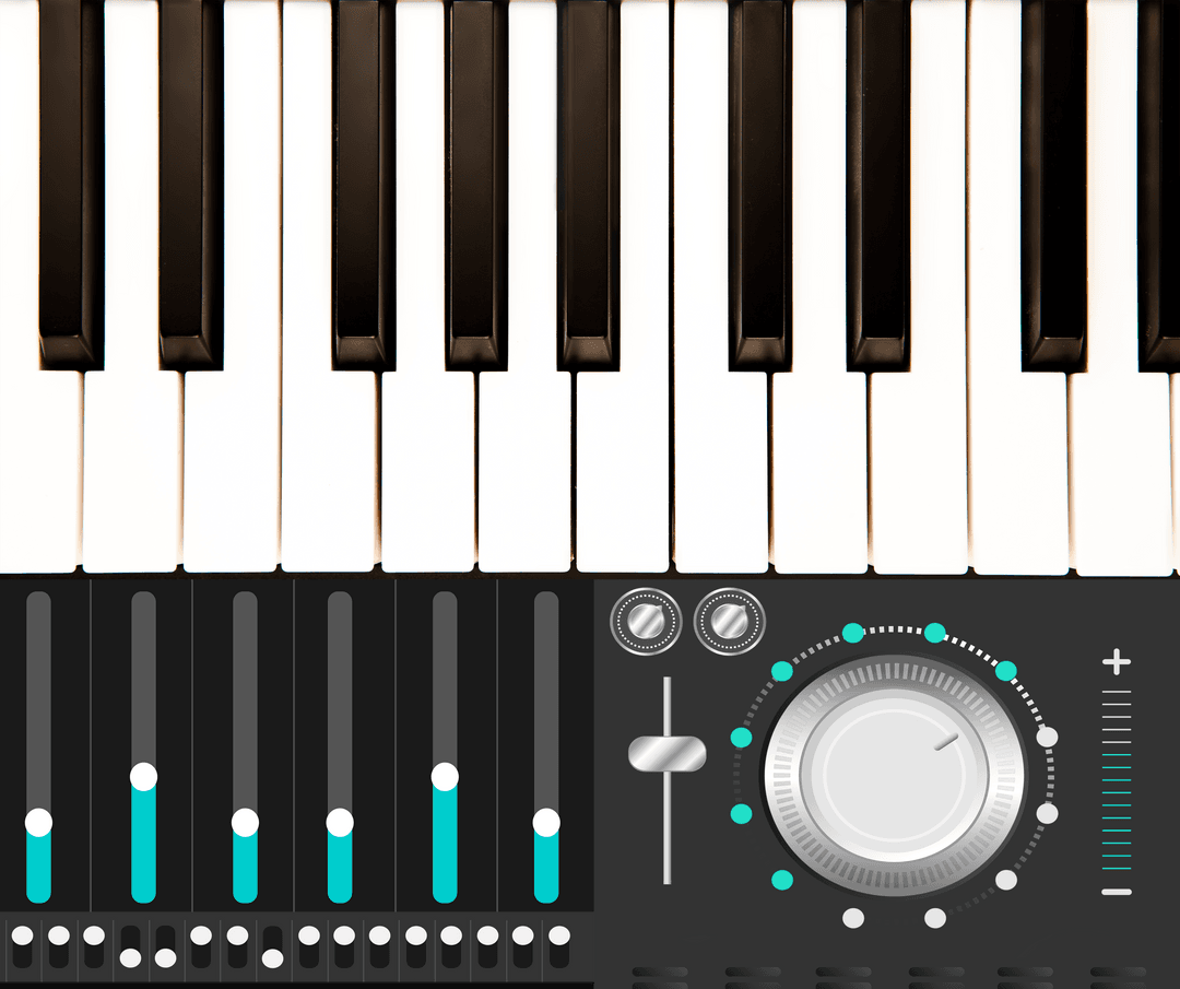 Transparent Digital Music Keyboard Illustration for Creative Use