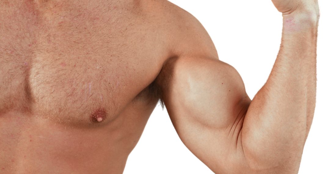 Close-Up of Male Upper Body with Flexed Bicep - Free Images, Stock Photos and Pictures on Pikwizard.com