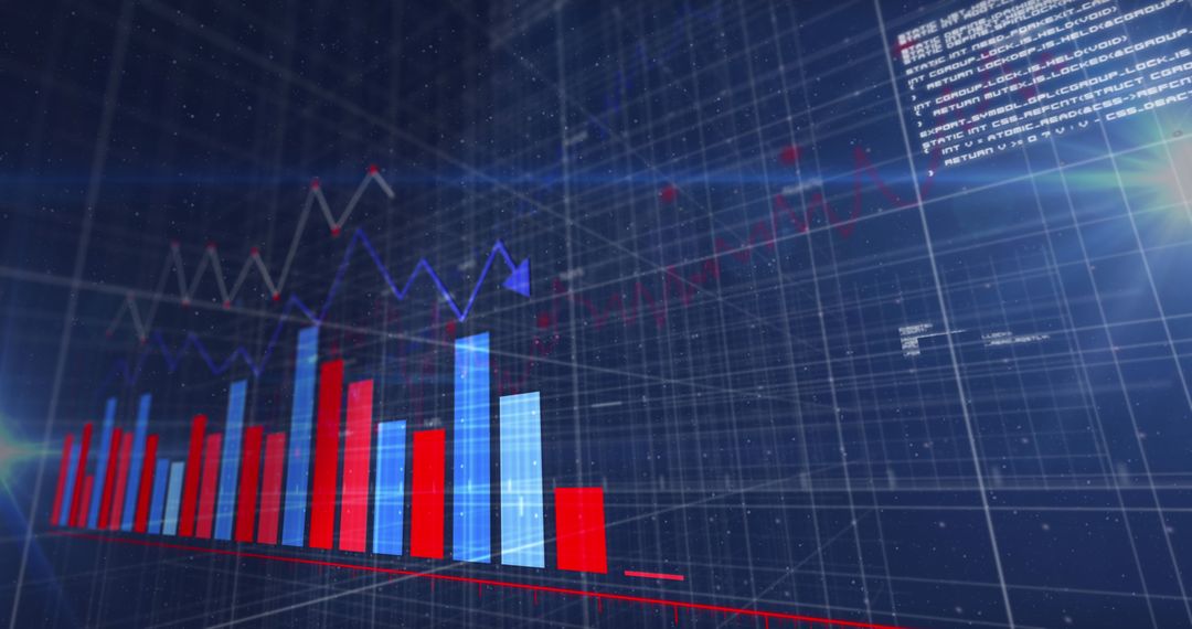 Digital Financial Data with Illuminated Graph on Blue Interface - Free Images, Stock Photos and Pictures on Pikwizard.com