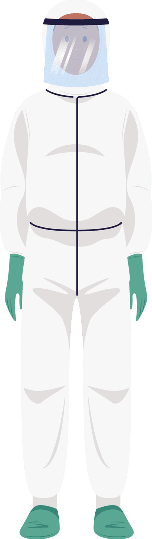 Transparent Vector Illustration of Doctor in Protective Suit