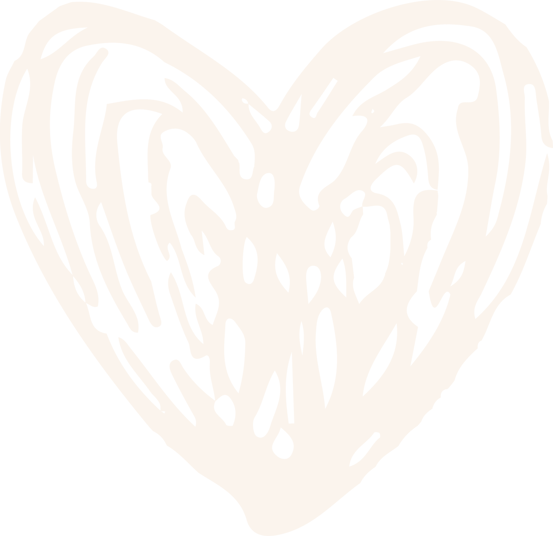 Hand-drawn Off-white Heart on Transparent Background