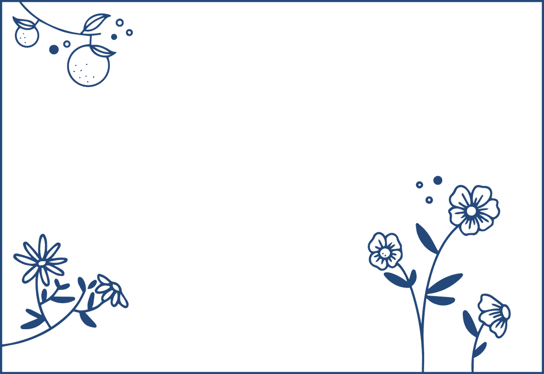 Elegant Botanical Line Art Border on Transparent Background