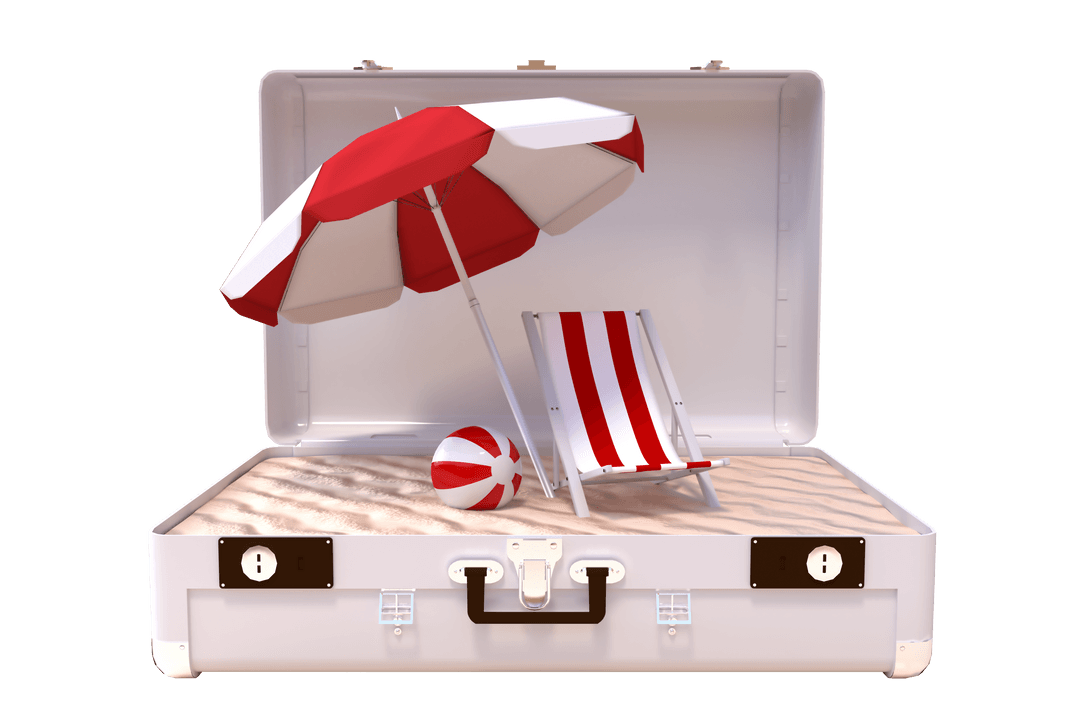 Creative Suitcase Beach Scene on Transparent Background