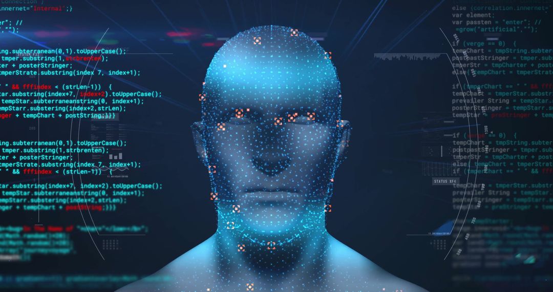 Abstract Digital Human with Data and Technology Animation