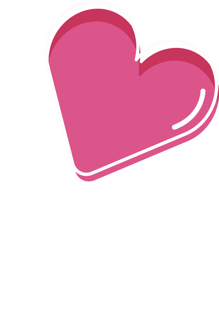 Pink Heart-Shaped Candy Lollipop Transparent Background