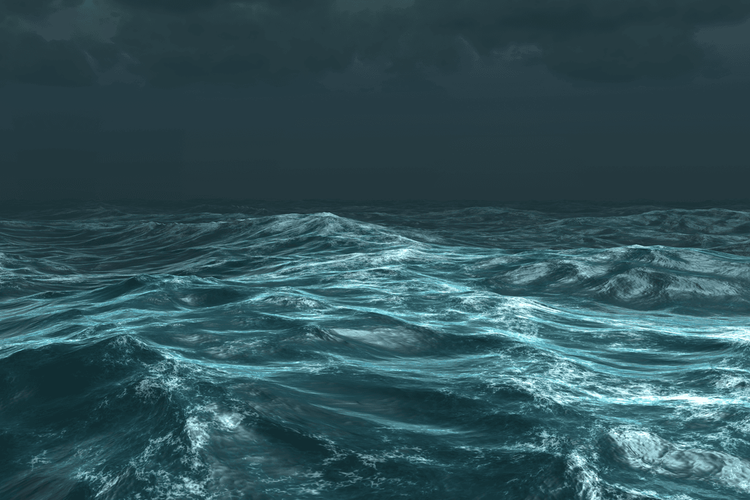 Stormy Ocean Waves Dark Sky Emerald Green Captivating View