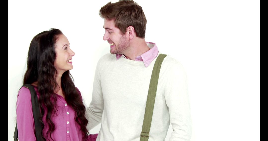 Happy Couple Laughing Together in Studio, Caption Space