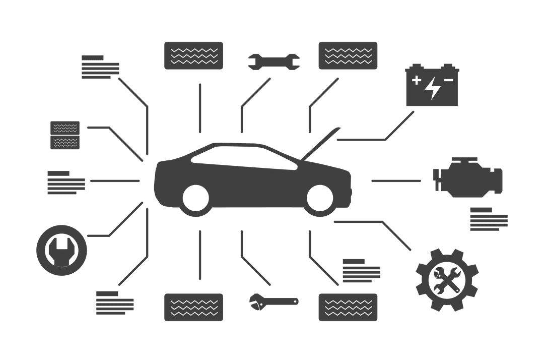 Car Maintenance Service Infographic on Transparent Background