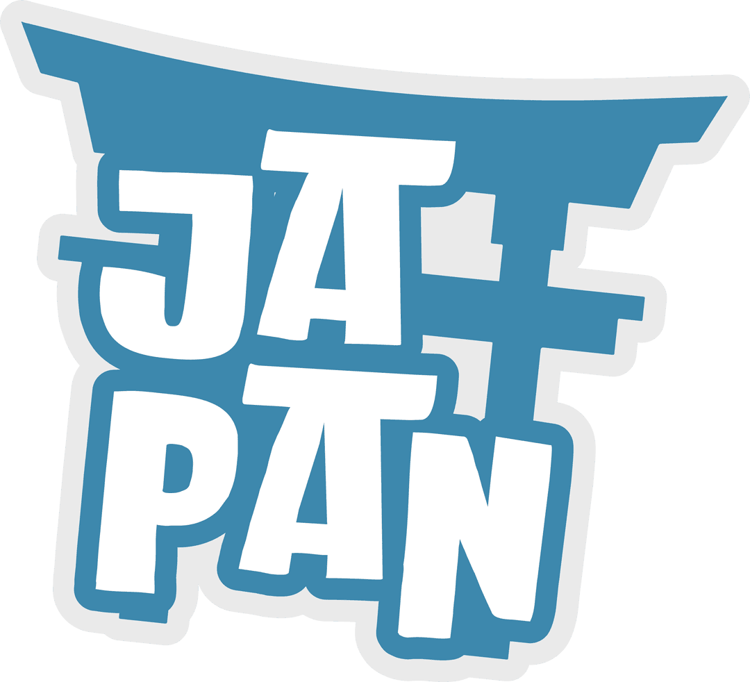 Modern Japan Typography with Torii Gate on Transparent Background