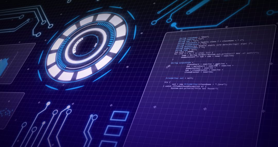 Digital Interface Featuring Futuristic Data Analysis Screens