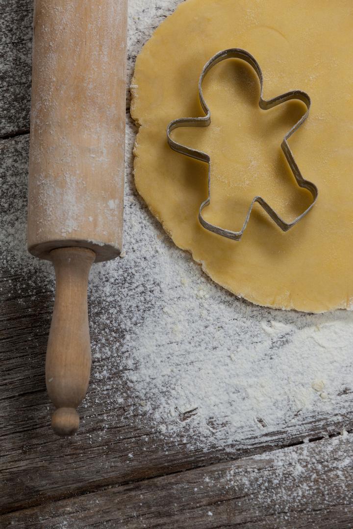 Dough with rolling pin and cookie cutter - Free Images, Stock Photos and Pictures on Pikwizard.com