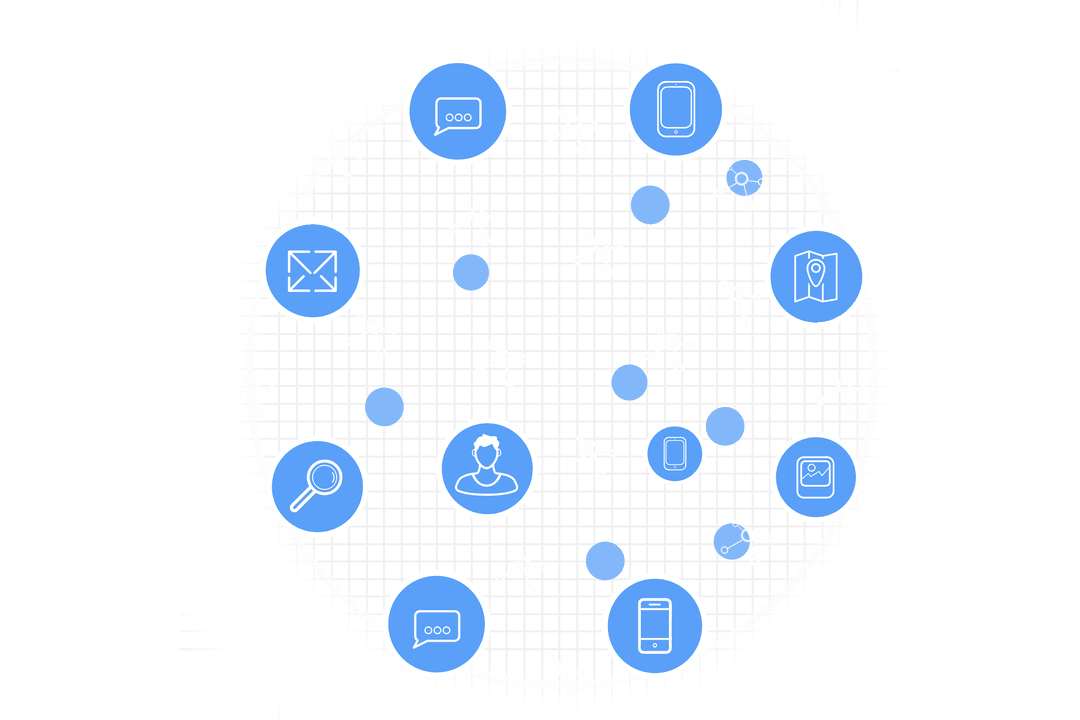 Network of Digital Communication and Icons Transparent Background