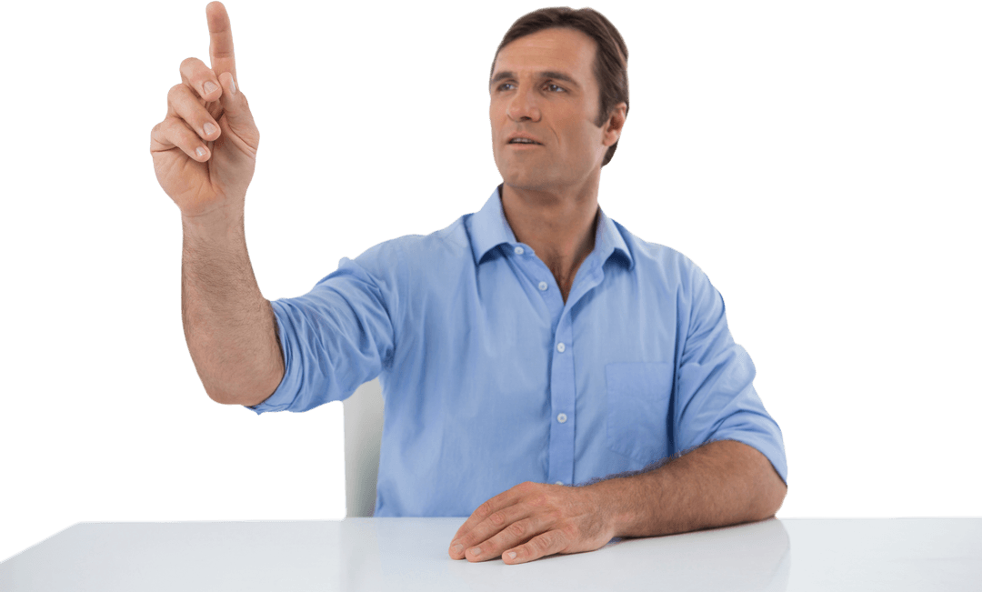 Transparent Innovative Male Using Virtual Interface in Office