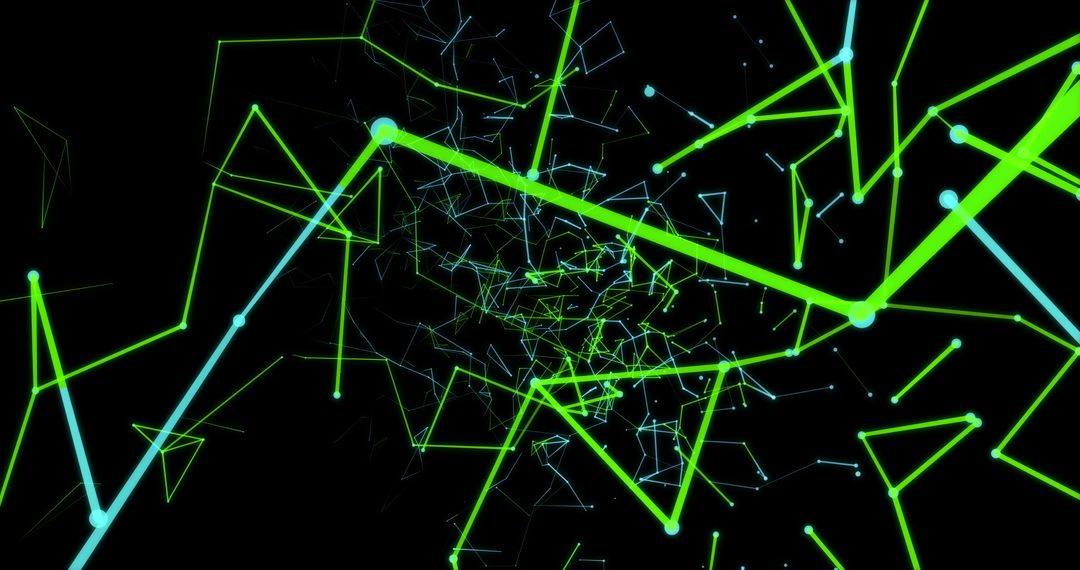 Abstract Digital Geometric Tunnel with Green and Blue Lines