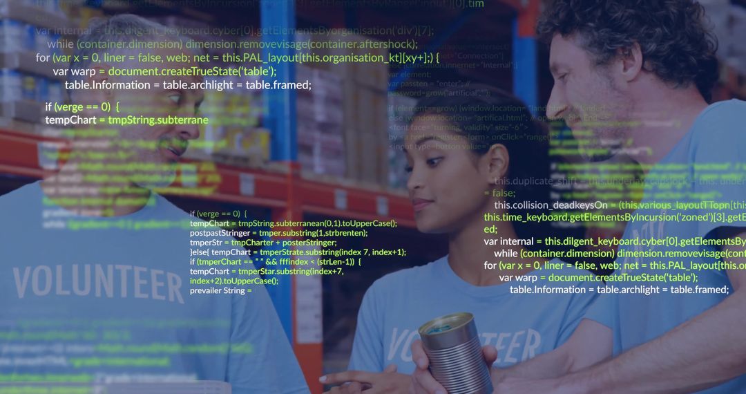 Volunteers Sorting Food Donations for Community Service