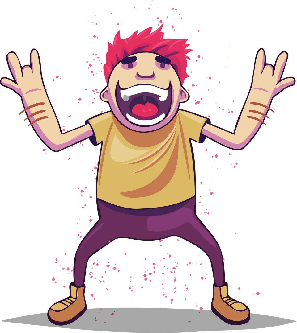 Colorful Cartoon Character Celebrating in Transparent Background